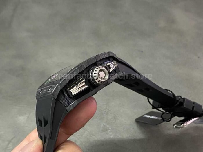 KV Factory Richard Mille RM011-03 44.5mm Carbon Fiber， Black Rubber Strap Arabic Numerals Skeletonized Dial - Image 6