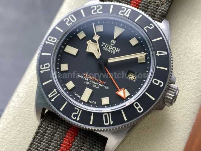 M Factory Tudor Pelagos FXD GMT M2542G247NU 0002 42mm Titanium Brown Textile Strap Black Dial 2 Super Clone Watch,Clean Factory Watch