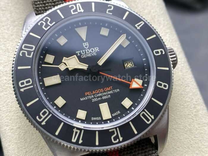 M Factory Tudor Pelagos FXD GMT M2542G247NU 0002 42mm Titanium Brown Textile Strap Black Dial 8 Super Clone Watch,Clean Factory Watch