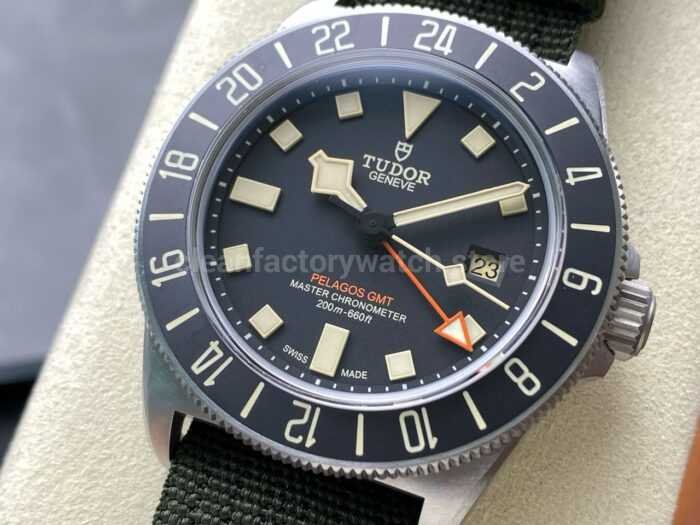 M Factory Tudor Pelagos FXD GMT M2542G247NU 0002 42mm Titanium Green Textile Strap Black Dial 6 Super Clone Watch,Clean Factory Watch
