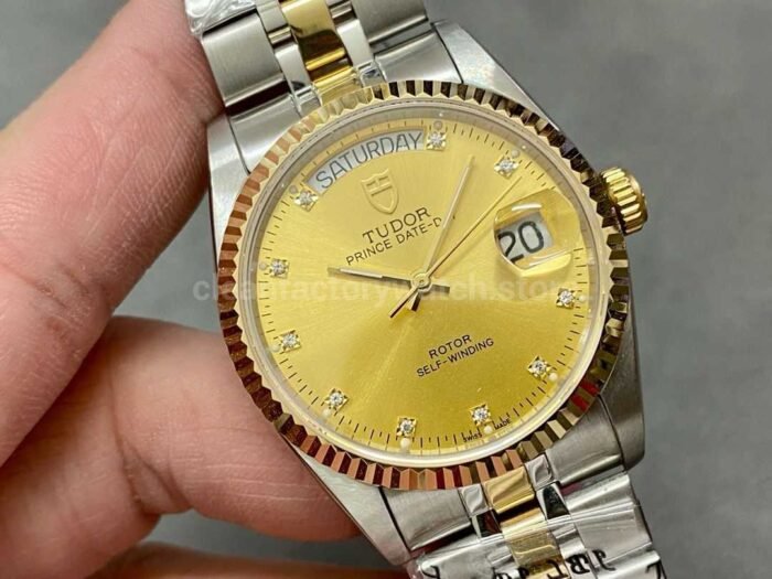 MKS Factory Tudor Date-Day 76213-0011 35mm Half Gold Diamond Gold Dial - Image 2