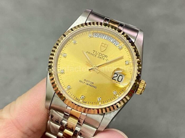 MKS Factory Tudor Date-Day 76213-0011 35mm Half Gold Diamond Gold Dial - Image 3