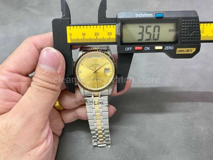 MKS Factory Tudor Date-Day 76213-0011 35mm Half Gold Diamond Gold Dial - Image 9