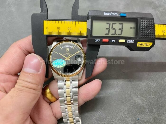 MKS Factory Tudor Date-Day 76213-62483-BK 35mm Half Gold Black Dial - Image 9