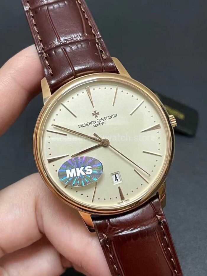MKS Factory Vacheron Constantin Patrimony 85180/000R-9248 40mm Rose Gold Leather Strap White Dial - Image 2