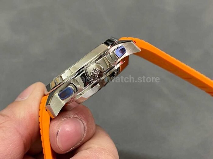 MMA Factory Patek Philippe Aquanaut 42.2mm 5968A-001 Orange Rubber Strap Black Dial - Image 6