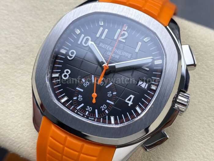 MMA Factory Patek Philippe Aquanaut 42.2mm 5968A-001 Orange Rubber Strap Black Dial - Image 3