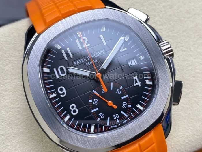 MMA Factory Patek Philippe Aquanaut 42.2mm 5968A-001 Orange Rubber Strap Black Dial - Image 2