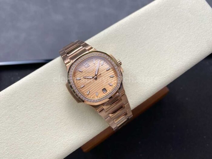 MS Factory Patek Philippe Nautilus 7118/1200R-010 35.2mm Diamond Bezel Full Rose Gold Champagne Dial - Image 4