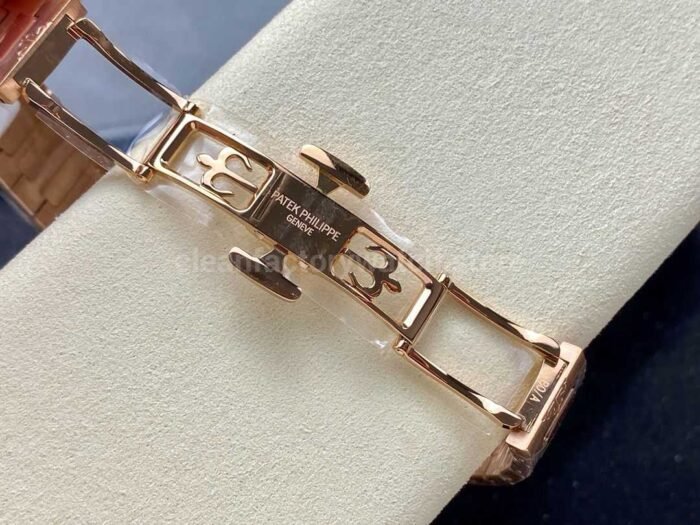 MS Factory Patek Philippe Nautilus 7118/1200R-011 35.2mm Diamond Bezel Full Rose Gold White Dial - Image 9