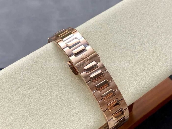 MS Factory Patek Philippe Nautilus 7118/1200R-011 35.2mm Diamond Bezel Full Rose Gold White Dial - Image 8