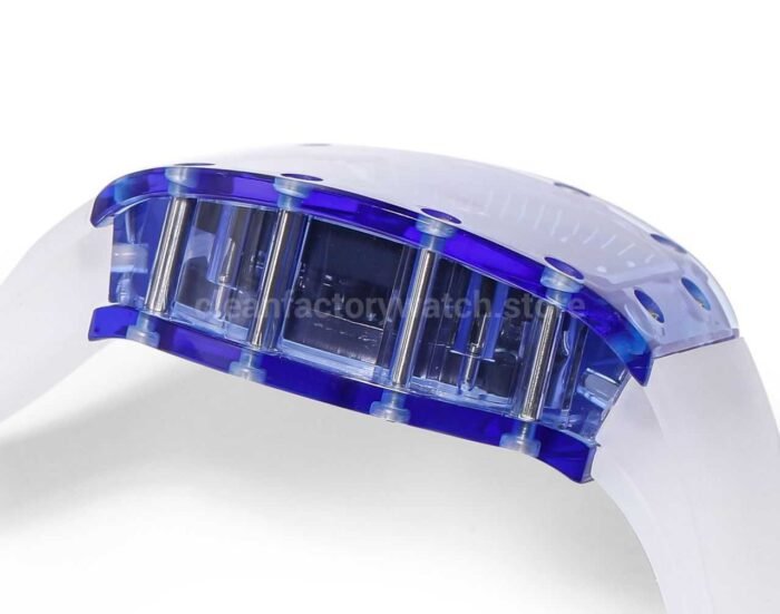 MS Factory Richard Mille RM052 Blue Sapphire Crystal Emulsion Rubber Strap Skeletonized Skull Black Dial - Image 6