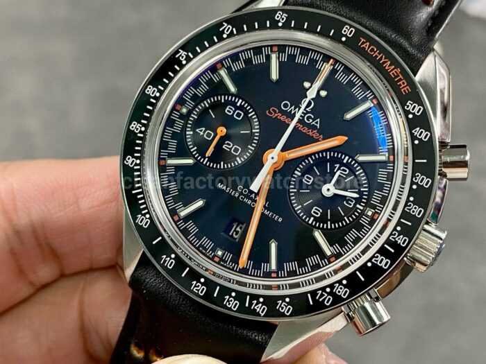 OM Factory Omega Speedmaster Racing 329.32.44.51.01.001 44mm Steel Leather Strap Black Dial 2 Super Clone Watch,Clean Factory Watch