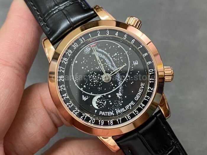 PP Factory Patek Philippe Celestial Moon 44mm 6102R-001 Rose Gold Leather Black Dial - Image 2