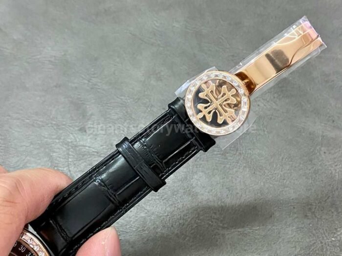 PP Factory Patek Philippe Celestial Moon 44mm 6104R-001 Rose Gold Diamond Bezel Leather Black Dial - Image 8