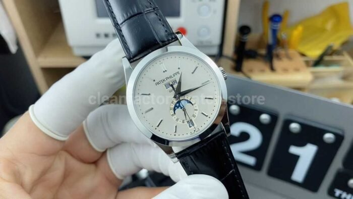 PPF Factory Patek Philippe Annual Calendar 5396G-011 White Gold Leather Strap Silver Dial - Image 2