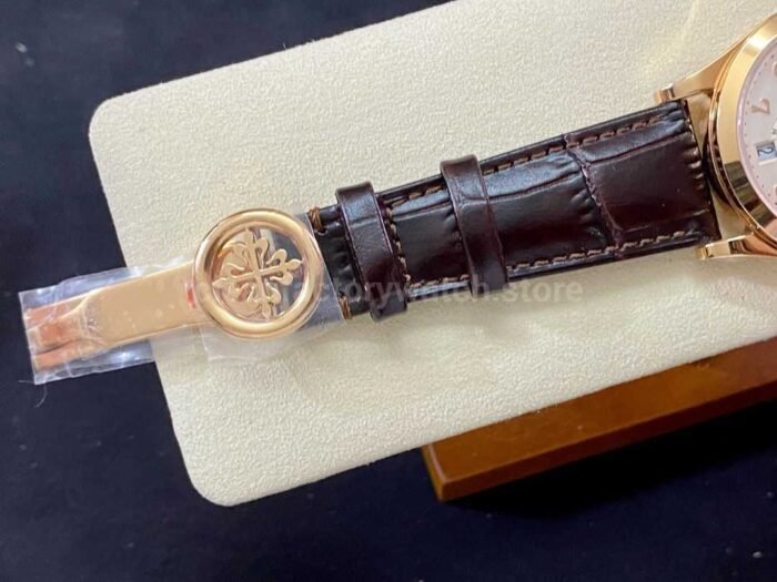 PPF Factory Patek Philippe Annual Calendar 5396R-012 Rose Gold Leather Strap Arabic Numerals Silver Dial - Image 8