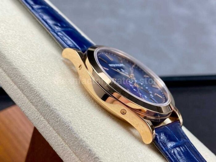 PPF Factory Patek Philippe Annual Calendar 5396R-014 Rose Gold Leather Strap Blue Dial - Image 5