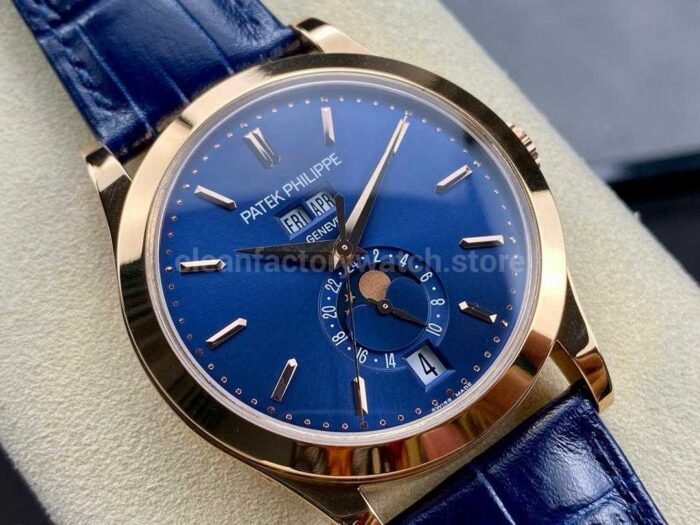 PPF Factory Patek Philippe Annual Calendar 5396R-014 Rose Gold Leather Strap Blue Dial - Image 2