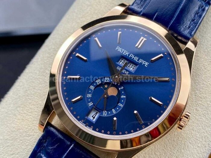 PPF Factory Patek Philippe Annual Calendar 5396R-014 Rose Gold Leather Strap Blue Dial - Image 3