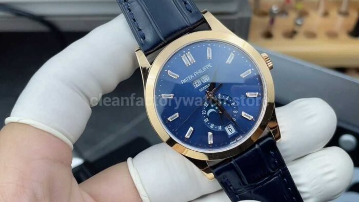 PPF Factory Patek Philippe Annual Calendar 5396R-015 Rose Gold Baguette Diamond Blue Dial - Image 2