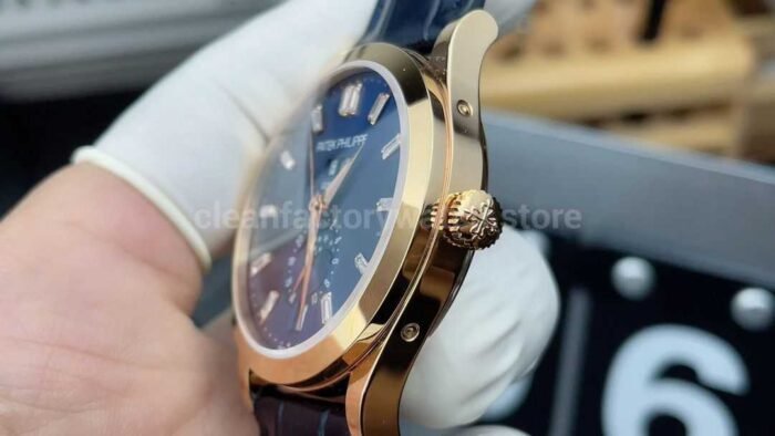 PPF Factory Patek Philippe Annual Calendar 5396R-015 Rose Gold Baguette Diamond Blue Dial - Image 4