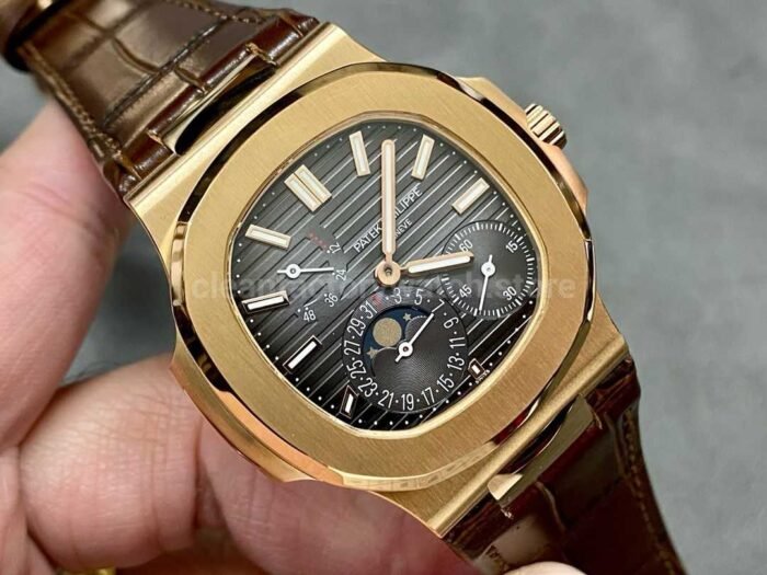 PPF Factory Patek Philippe Nautilus 40mm 5712G-001 Rose Gold Leather Brown Dial - Image 2