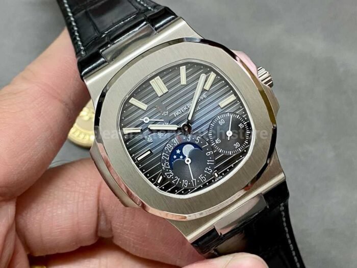 PPF Factory Patek Philippe Nautilus 40mm 5712G-001 White Gold Leather Blue Dial - Image 2