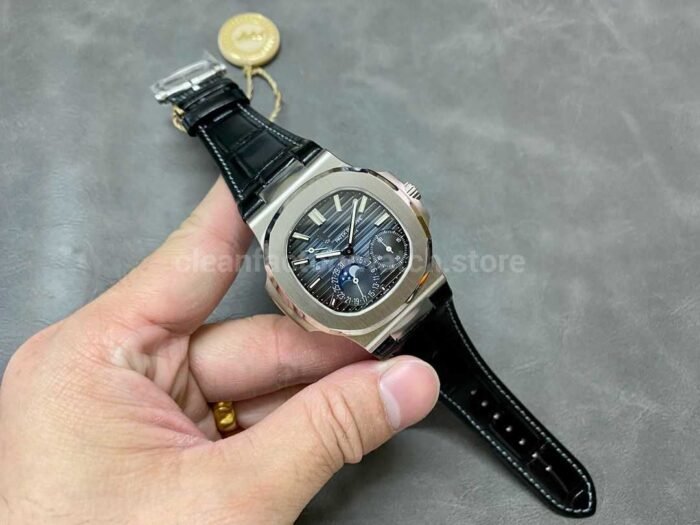 PPF Factory Patek Philippe Nautilus 40mm 5712G-001 White Gold Leather Blue Dial - Image 4