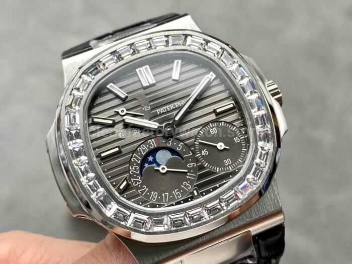 PPF Factory Patek Philippe Nautilus 5722G-001 40mm White Gold Leather Strap Grey Dial - Image 2