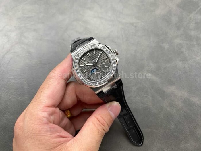 PPF Factory Patek Philippe Nautilus 5722G-001 40mm White Gold Leather Strap Grey Dial - Image 4