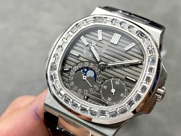 PPF Factory Patek Philippe Nautilus 5722G-001 40mm White Gold Leather Strap Grey Dial - Image 3