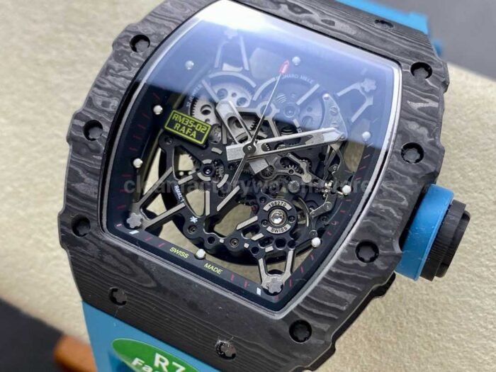 R7 Factory Richard Mille RM35-02 44.5mm Carbon Fiber Blue Rubber Strap Skeletonized Dial - Image 3