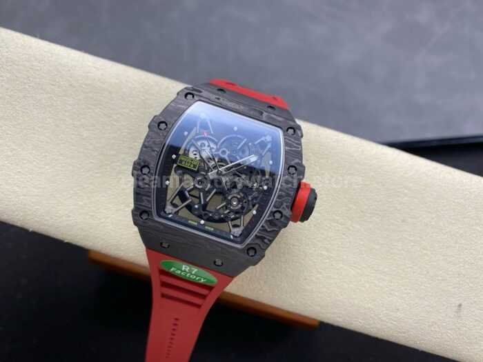 R7 Factory Richard Mille RM35 02 44.5mm Carbon Fiber Red Rubber Strap Skeletonized Dial 9 Super Clone Watch,Clean Factory Watch