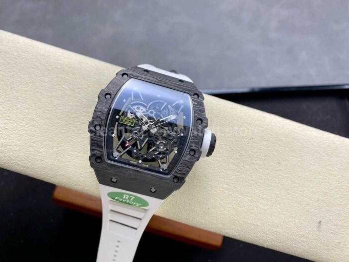 R7 Factory Richard Mille RM35-02 44.5mm Carbon Fiber White Rubber Strap Skeletonized Dial - Image 4