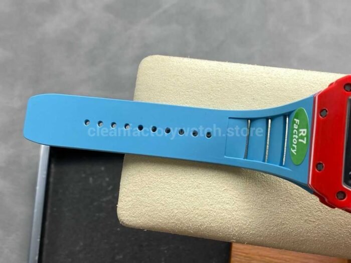 R7 Factory Richard Mille RM35-02 44.5mm Red Carbon Fiber Blue Rubber Strap Skeletonized Dial - Image 8