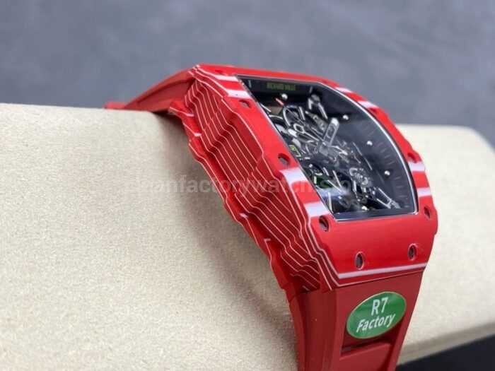R7 Factory Richard Mille RM35 02 44.5mm Red Carbon Fiber Red Rubber Strap Skeletonized Dial 1 Super Clone Watch,Clean Factory Watch