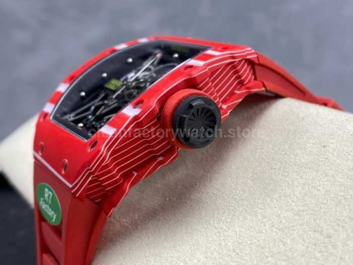 R7 Factory Richard Mille RM35 02 44.5mm Red Carbon Fiber Red Rubber Strap Skeletonized Dial 10 Super Clone Watch,Clean Factory Watch