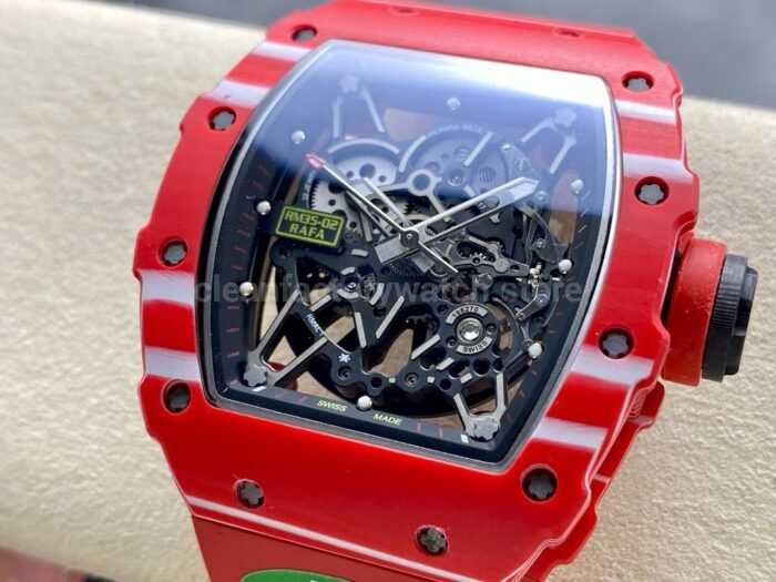 R7 Factory Richard Mille RM35 02 44.5mm Red Carbon Fiber Red Rubber Strap Skeletonized Dial 4 Super Clone Watch,Clean Factory Watch