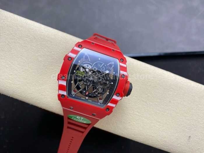 R7 Factory Richard Mille RM35 02 44.5mm Red Carbon Fiber Red Rubber Strap Skeletonized Dial 9 Super Clone Watch,Clean Factory Watch