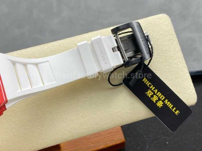 R7 Factory Richard Mille RM35 02 44.5mm Red Carbon Fiber White Rubber Strap Skeletonized Dial 2 Super Clone Watch,Clean Factory Watch