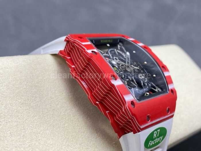 R7 Factory Richard Mille RM35 02 44.5mm Red Carbon Fiber White Rubber Strap Skeletonized Dial 4 Super Clone Watch,Clean Factory Watch