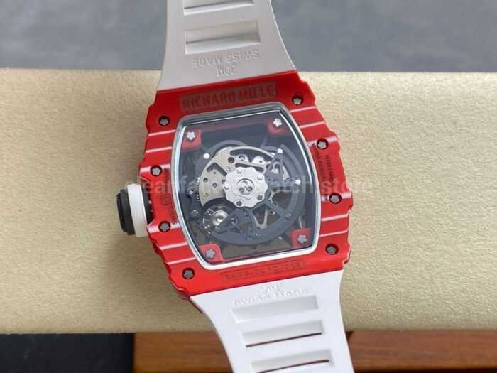 R7 Factory Richard Mille RM35 02 44.5mm Red Carbon Fiber White Rubber Strap Skeletonized Dial 6 Super Clone Watch,Clean Factory Watch