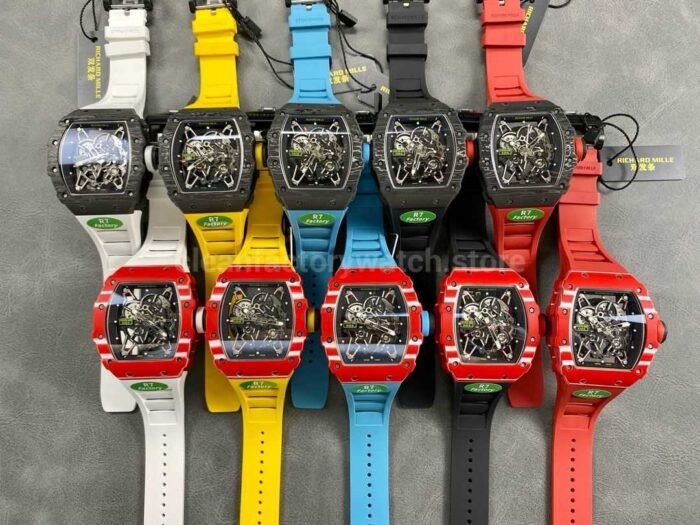 R7 Factory Richard Mille RM35-02 44.5mm Red Carbon Fiber Yellow Rubber Strap Skeletonized Dial - Image 10