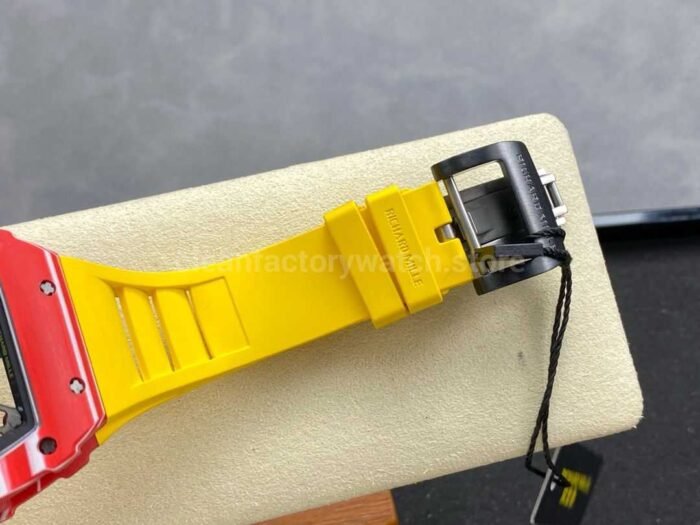 R7 Factory Richard Mille RM35-02 44.5mm Red Carbon Fiber Yellow Rubber Strap Skeletonized Dial - Image 9