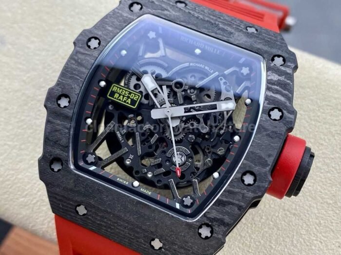 Sonic Factory Richard Mille RM 35-02 43mm Carbon Fiber Red Rubber Strap Dial - Image 3