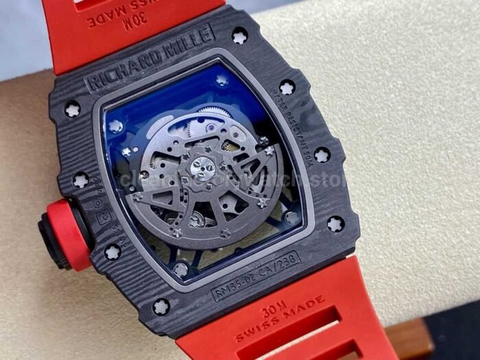 Sonic Factory Richard Mille RM 35-02 43mm Carbon Fiber Red Rubber Strap Dial - Image 7