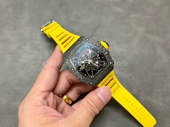 Sonic Factory Richard Mille RM 35-01 43mm Carbon Fiber Yellow Rubber Strap Skeletonized Dial - Image 4