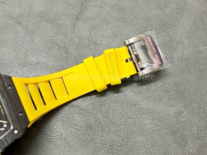 Sonic Factory Richard Mille RM 35-01 43mm Carbon Fiber Yellow Rubber Strap Skeletonized Dial - Image 8