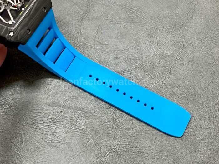 Sonic Factory Richard Mille RM 35 02 43mm Carbon Fiber Blue Rubber Strap Skeletonized Dial 1 Super Clone Watch,Clean Factory Watch